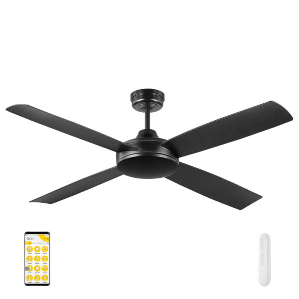 MERCATOR ANOVA BLACK 132CM DC IKUU SMART WI-FI CEILING FAN WITH REMOTE FC1140BKWIFI