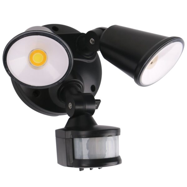 MARTEC DEFENDER BLACK 20W TRICOLOUR LED DOUBLE SPOT WITH SENSOR LED MLXD3452MS