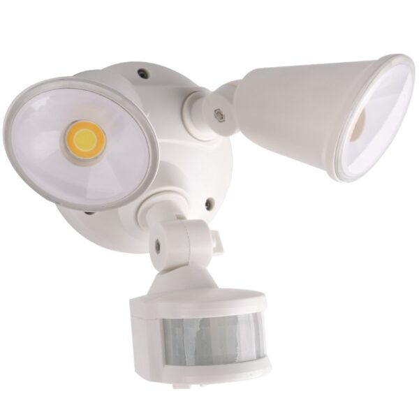 MARTEC DEFENDER WHITE 20W TRICOLOUR LED DOUBLE SPOT WITH SENSOR LED MLXD3452WS
