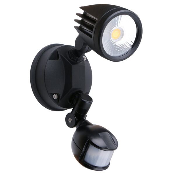 MARTEC FORTRESS II BLACK 15W TRICOLOUR LED SINGLE SPOT LIGHT WITH SENSOR MLXF3451MS