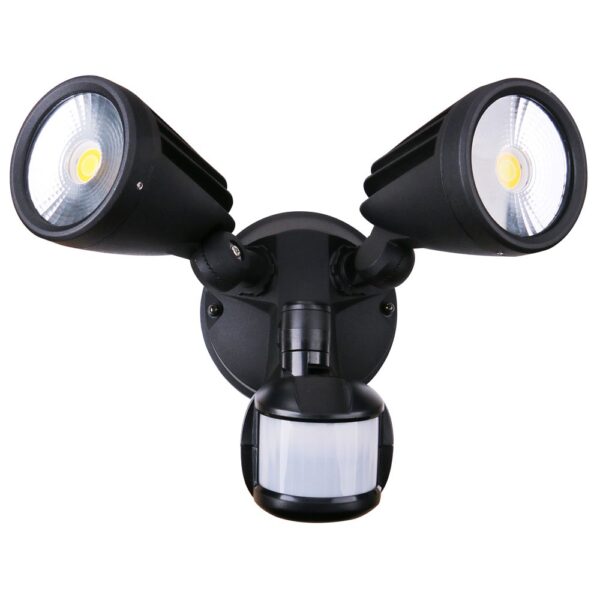 MARTEC FORTRESS II BLACK 30W TRICOLOUR LED DOUBLE SPOT LIGHT WITH SENSOR MLXF3452MS