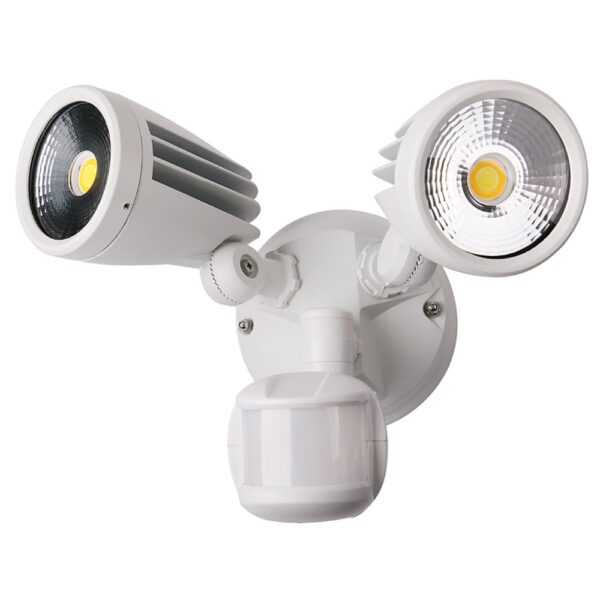 MARTEC FORTRESS II WHITE 30W TRICOLOUR LED DOUBLE SPOT LIGHT WITH SENSOR MLXF3452WS