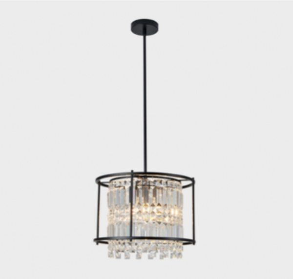 DOROTHY BLACK  STEEL AND CRYSTAL CHANDELIER D400*H1250MM