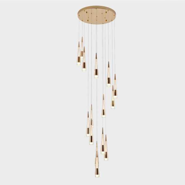 ELEANOR GOLD STEEL AND GLASS CHANDELIERS D500*H2000MM