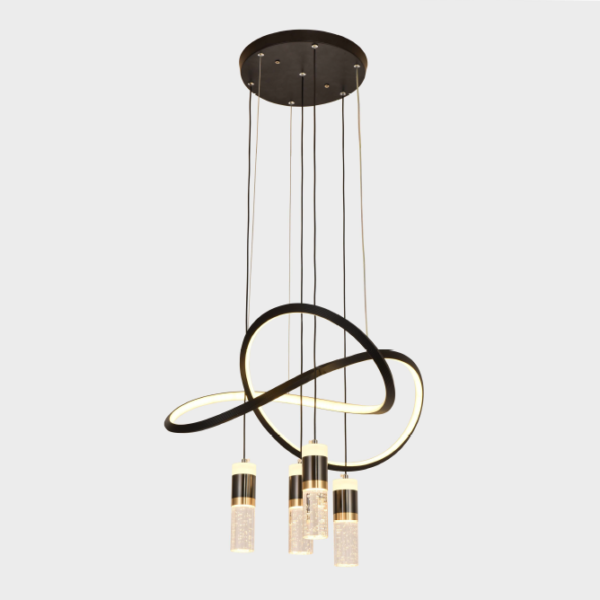 PRISMATIC BLACK ALUMINIUM AND ACRYLIC CHANDELIERS D580MM