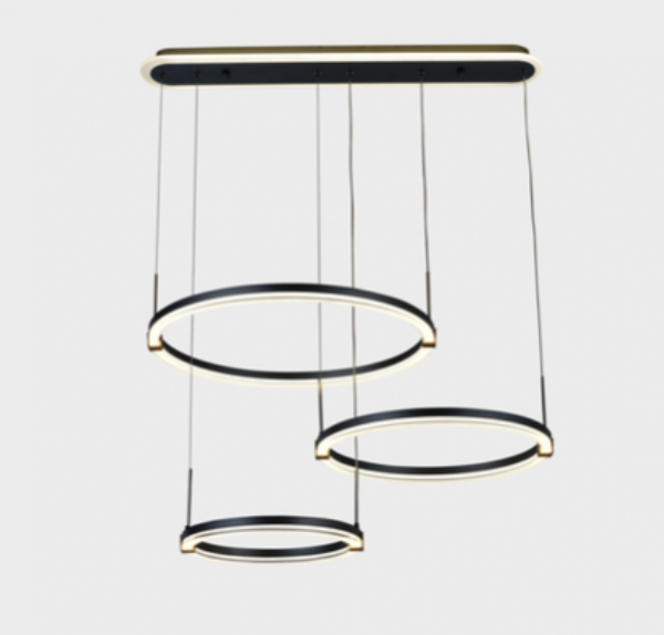 RADIANT BLACK ALUMINIUM AND ACRYLIC CHANDELIERS 300+400+500MM