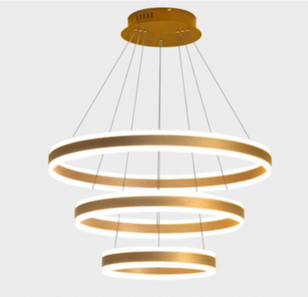 TWILIGHT GOLD ALUMINIUM AND ACRYLIC CHANDELIERS 3CCT 320W 400+600+800MM