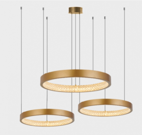 VIVID GOLD ALUMINIUM AND ACRYLIC CHANDELIER 3CCT 160W 400+600+800MM