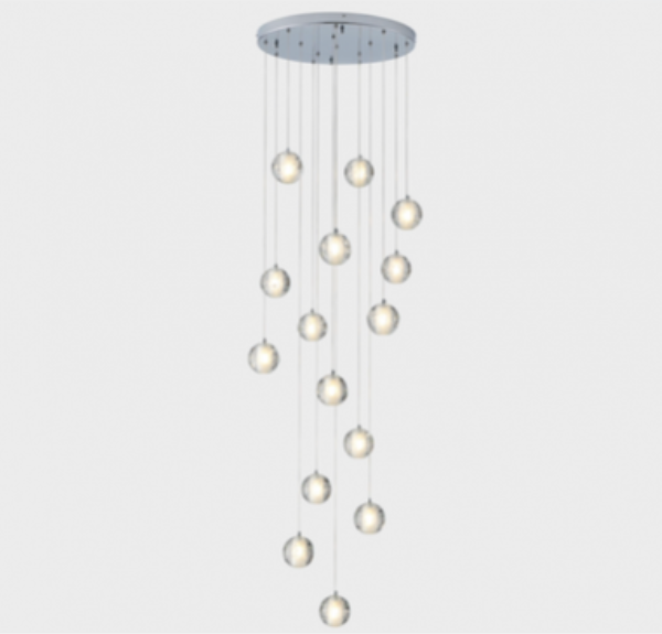 YURI SILVER STEEL AND ACRYLIC CHANDELIERS D500*H2000MM