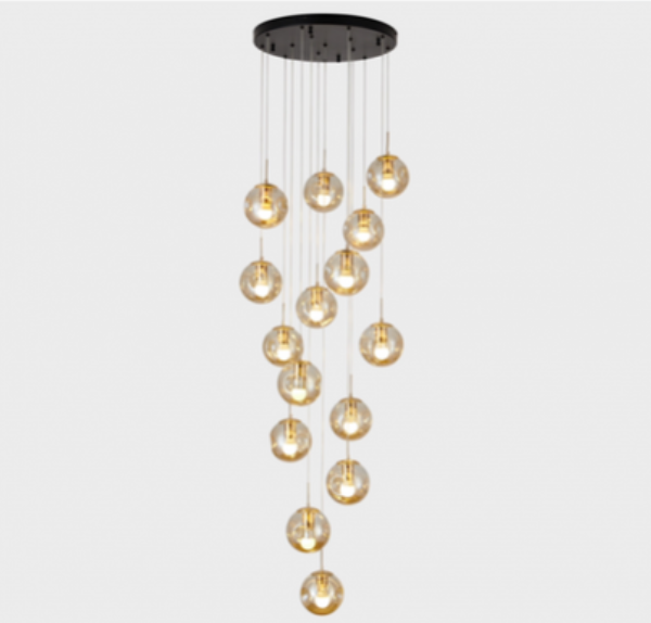 ZARA BLACK & GOLD  AND ACRYLIC CHANDELIERS D500*H2000M